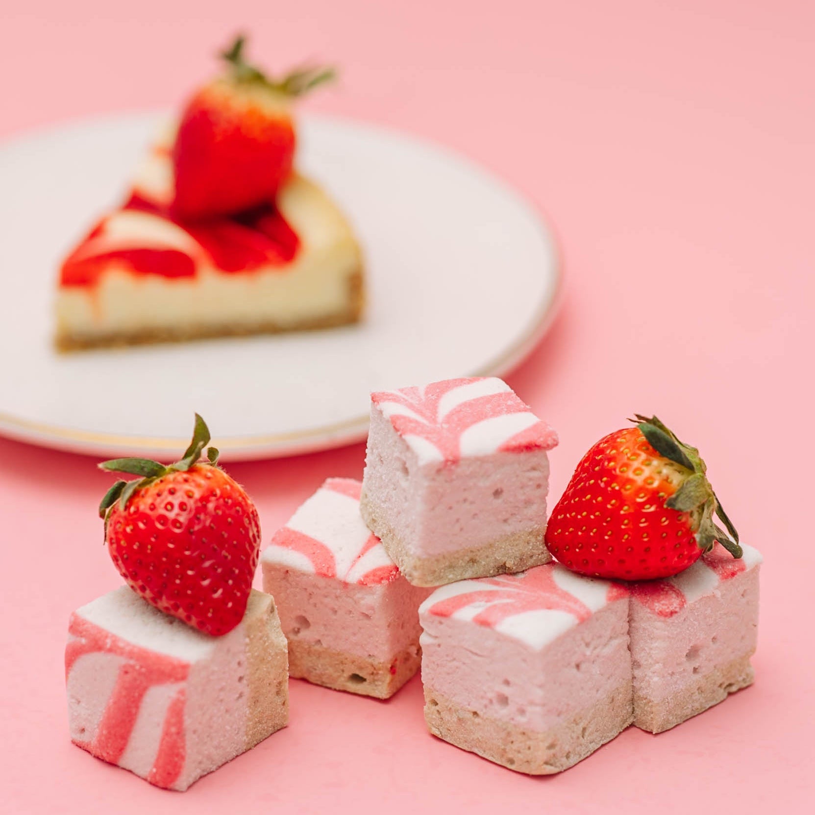 Gourmet Strawberry Cheesecake Marshmallows - a Sweet Squishy Snack