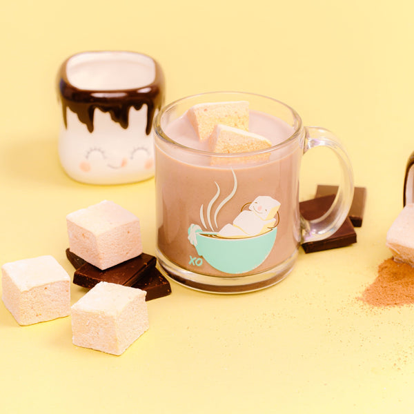 Gourmet Hot Cocoa Pot And Frother Set Include Cocoa and Marshmallows.